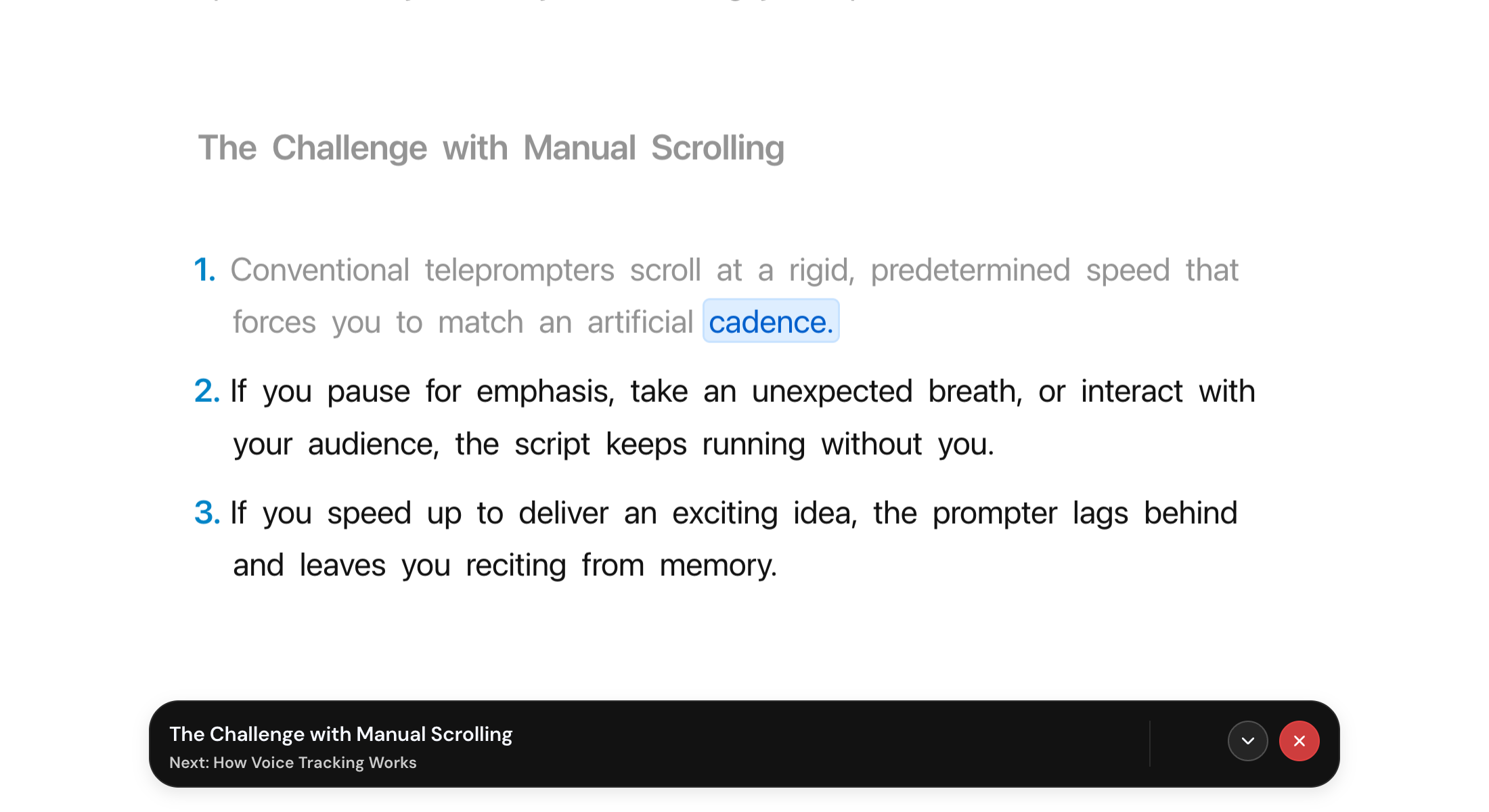 Glance Voice Sync Overlay with word pill highlight